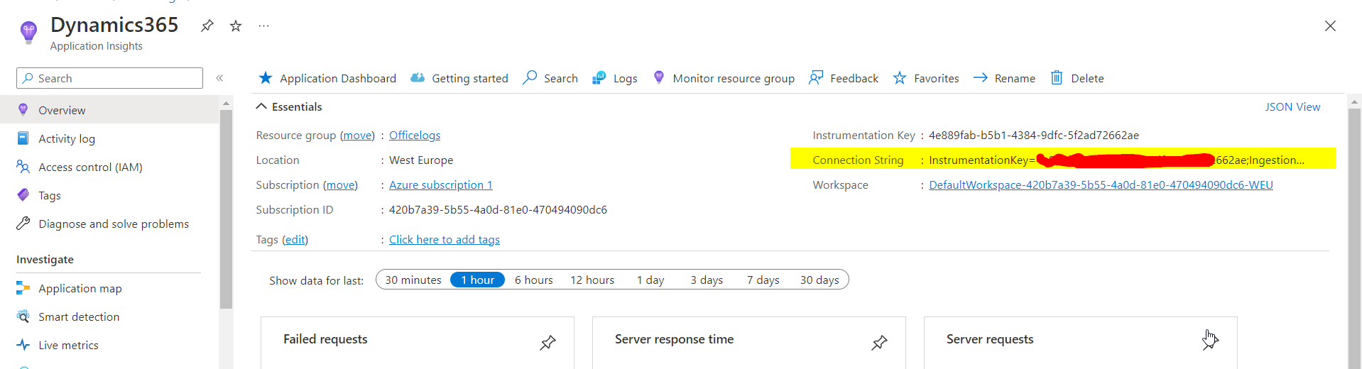 Application Insights Connection string